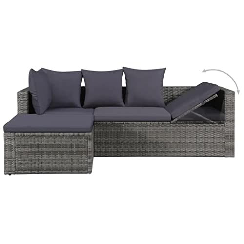 TJLSS Outdoor Furniture Garden Dining Furniture 4pcs With Gray Braided Resin Cushions Garden Furniture Sets