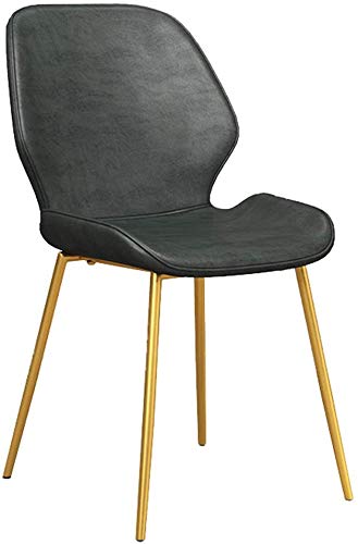 Kitchen Dining Chair with Matel Legs Modern Simple PU Leather Backrest Chair Kitchen Living Room Lounge Counter Chairs (Color : Light gray, Size