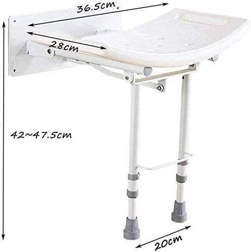 taimowei Wall-Mounted Shower Seat Stool, Aluminum Alloy Foldable Bath Stool Adjustable Height Bath Chair,Household Goods
