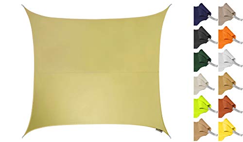 Kookaburra 2m Square Water Resistant Garden Patio Sun Shade Sail Canopy 96.5% UV Block with Free Rope (Ivory)