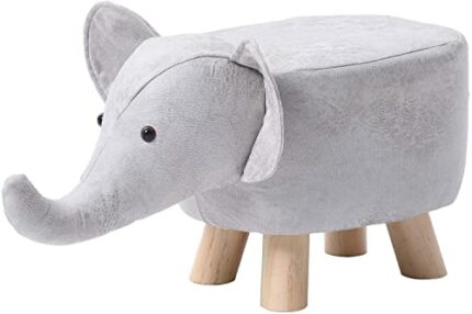 Avos-Deals-Global Light Grey Elephant Shaped Footstool, Upholstered Ottoman Footrest Décor, Animal Shape Footrest a Creative Design for Living ro