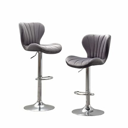 DINGZZ Furniture Ellston Adjustable Swivel Barstool - Set of 2 Counter Stool Bar Stool Chair (Color : Argento, Size : Light Grey)