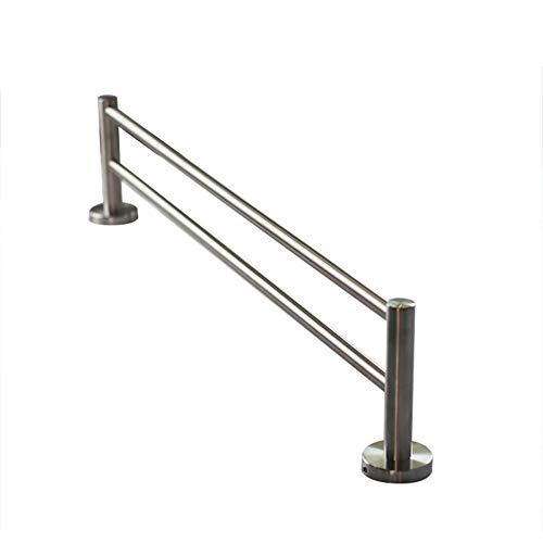 Premium Modern Double Towel Bar Rack w/Round Base (61 cm)- Brushed Finish, Made from Stainless Steel, Water and Rust Proof, Wall Mounted, Easy to