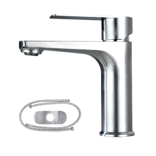 Bifordo Bathroom Tap,Easy to Install Brushed Nickel Bathroom Sink Faucet with Supply Lines & Deck Plate for 1 or 3 Hole…