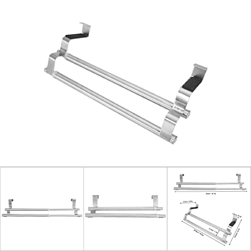 LiebeWH Over Door Towel Rails Stainless Steel Bath Towel Rack Retractable Over Door Towel Bar Bedroom Towel Shelf (40cm retractable double pole)