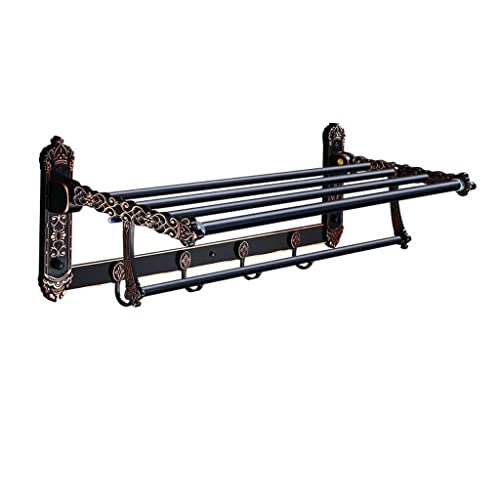 HIGOH Towel Racks, Bathroom Towel Rack Wall Mounted Towel Holder,Bath Hardware Aluminum Carved Foldable Towel Rack,Towel Bar,Bath Shelf Towe Hold