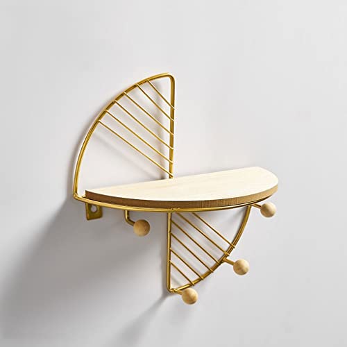 N/A Metal Wire and Wood Floating Wall-Mounted Coat Hook Rack Hanger Holder European Style Keychain Hook Wall Hanger (Color : D, Size : 30 * 15 *