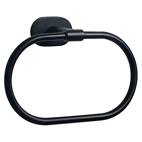 HouseAid Oval Towel Holder for Bathroom, Stainless Steel Towel Ring, Modern Bathroom Hand Towel Rack, Wall Mounted, Matte Black