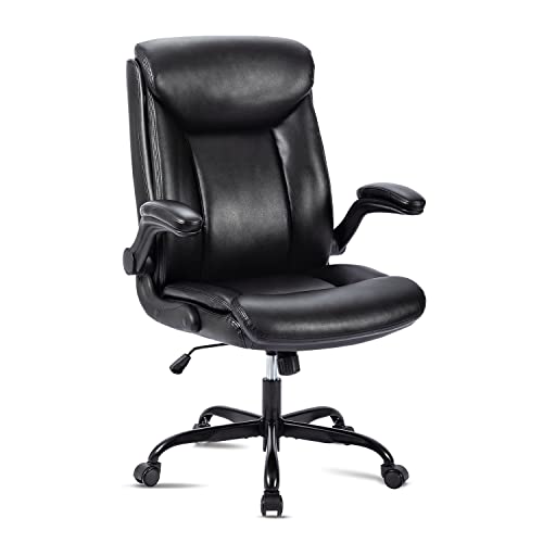 MZLEE Executive Office Chair, Ergonomic Computer Desk Chair Swivel Work Chair with Flip-up Armrest, Adjustable Height, Comfortable for Office Hom