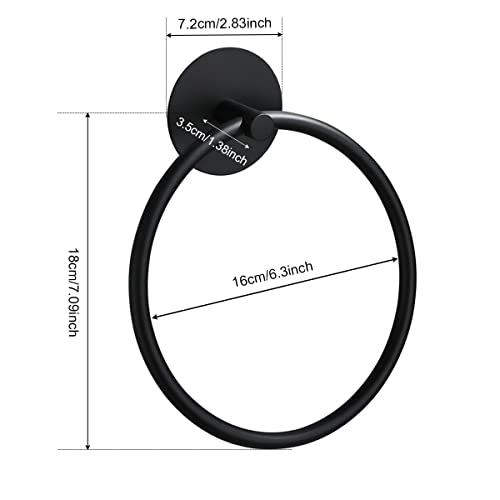 Stainless Steel Towel Ring, GLADFRESIT Wall Mounted Bathroom Towel Rack - Hand Towel Holder Towel Hanger for Bathroom Kitchen (Matte Black)