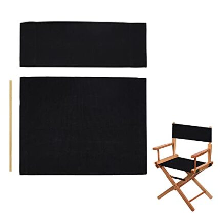 AHANDMAKER 1 Set Chair Replacement Canvas, Black Casual Directors Chair Cover Kit Replacement Canvas Seat and Back with Wood Stick Easy to Clean