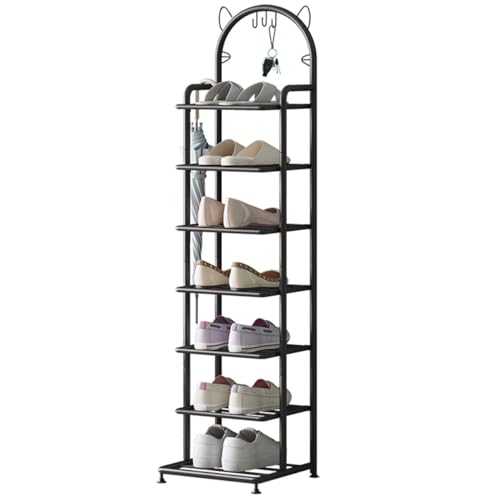KZOBYD 7-Tier Shoe Rack, Vertical Shoe Storage Organizer Shelf, Sturdy Metal Free Standing Shoe Tower Space-Saving Shoe Stand for Entryway Bedroo