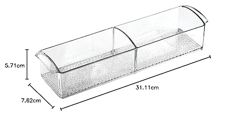 iDesign Med+ Medication and Pill Organiser Tray, Plastic Storage Box with Handles for Medicine Cabinets, Clear