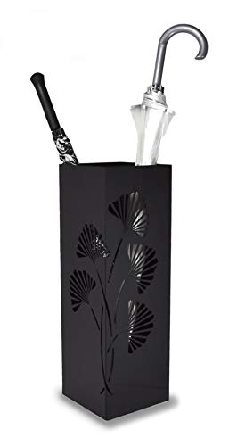 Mango Steam Black Tall 21.75" Ginkgo Leaf Umbrella / Cane / Walking Stick / Wrapping Paper Holder, Stand, Rack Organizer