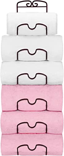 Wall Mounted Towel Rack, Metal Hanging Towel Holder with 6 Compartments, Bathroom Practical Towel Storage Rail, Bronze