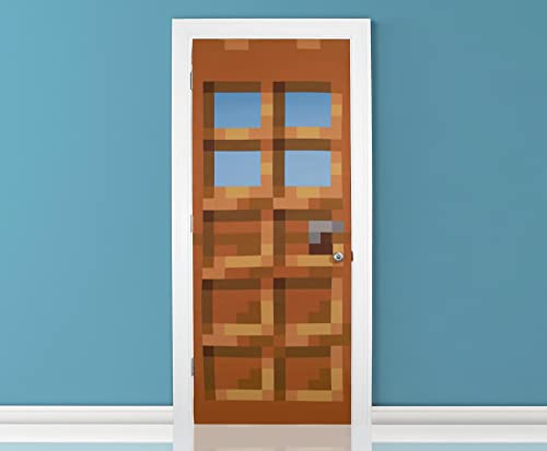 Robe Factory LLC Minecraft Oakdoor Fabric Door Cling | 34 x 82 Inches