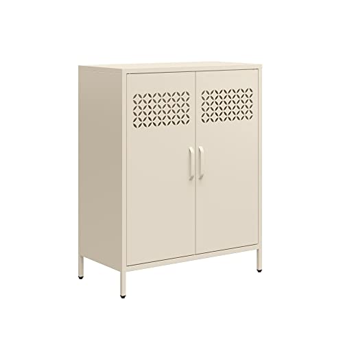 Mr. Kate Short Metal 2 Door Cabinet, Steel, Parchment