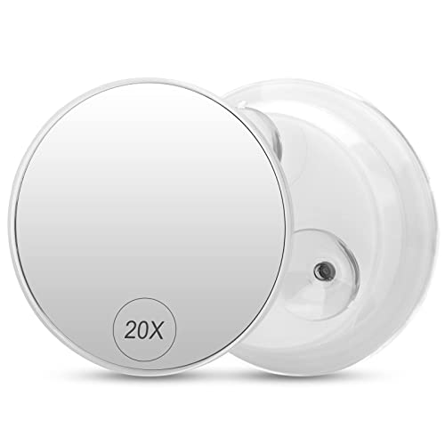 Linkstyle Magnifying Mirror 20X with Suction Cups, 6 Inch Travel Magnifying Mirror, Portable Makeup Suction Mirror for Girls Women Men Plucking E