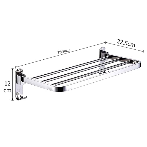 FVRTFT towel stand no drilling towel rail stainless steel towel rack foldable wall mounted self adhesive hook for bathroom-58cm
