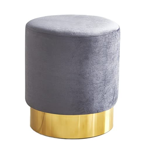 LUKEO Small round stool, household low stool, fabric sofa stool, stainless steel small pier (Color : D, Size : Talla �nica)