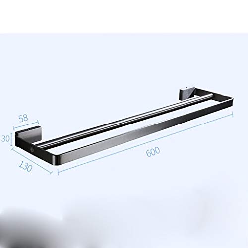 RSOCHS Stainless Steel Bath Towel Rack 60CM ,Foldable Wall Mounted Double Towel Holder,Polished 304 Stainless Steel Towel Shelf Shelf