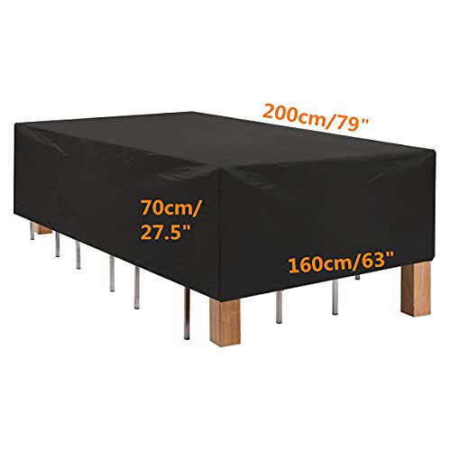 Essort Waterproof Furniture Cover, Patio Furniture Cover Polyester Outdoor Garden Furniture Protection for Tables and Garden Chairs, Black 200 ×