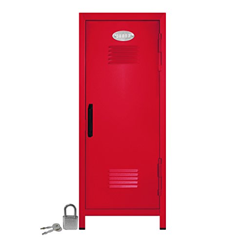 Mini Locker with Lock and Key Red -10.75" Tall