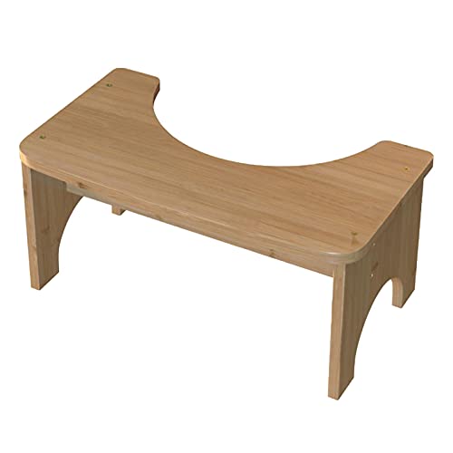 Fiacvrs 35 Degree Heavy Duty C Shape Hunkering Pooping Bamboo Toilet Stool for Bathroom