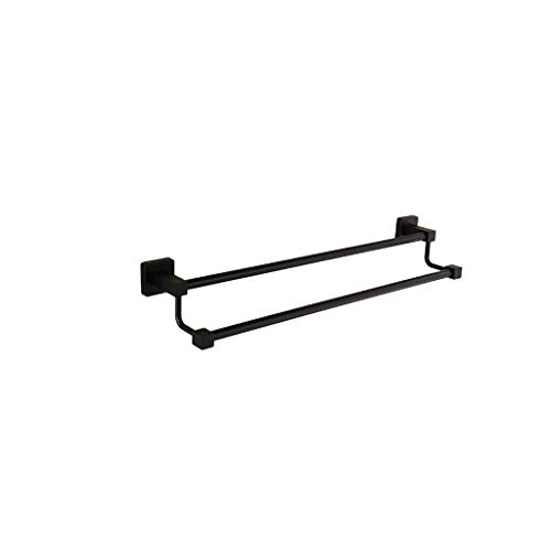 SMLJLQ Black towel rack European style bathroom stainless steel double towel towel rack