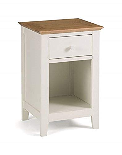Julian Bowen Salerno 1 Drawer Bedside, Oak/Ivory
