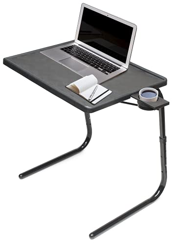 Table-Mate II Folding TV Tray Table and Cup Holder with 6 Height and 3 Angle Adjustments the Original TV Tray (Black)
