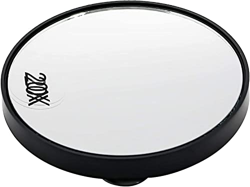 JAMTECH 20X Magnifying Mirror - Light Weight Mirror with Two Suction Cups - Portable & Durable Tool - Long Lasting & Travel Friendly