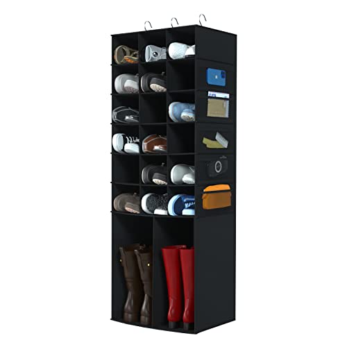 Libeder Hanging Closet Organizers 30 Section Shoe Shelves, Shoe Storage Hanging Shoe Rack, Space Saving Shoe Holder Grey