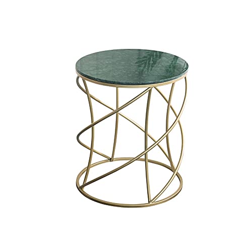 JJZXD Custom Nordic Sofa Side Table Simple Creative Marble Small Round Table Bedroom Table Bedside Cabinet Light Corner (Color : Vert)