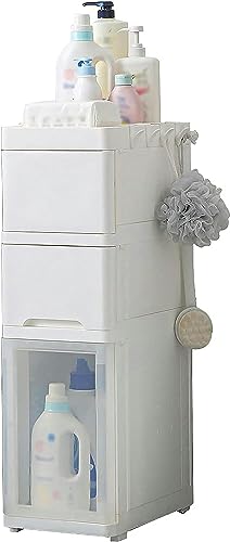 OPSREY 3 Tier Bathroom Floor Storage Cabinet with Door and Shelf, Small Thin Cabinet for Narrow Space, Toilet Paper Organizer