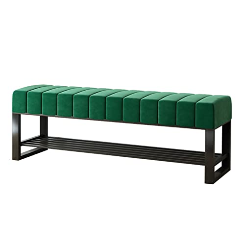 Sturdy Multifunctional Foot Rest Stool Living Room Hallway Bench,Velvet Soft Foot Stool with Padded Seat,Upholstered Entryway Storage Bench-Orang