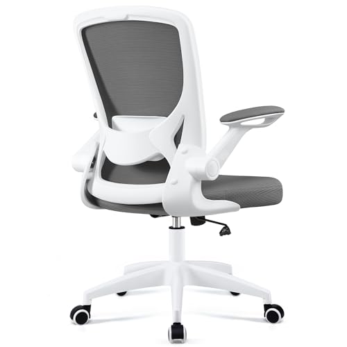 KERDOM Ergonomic Office Chair, Breathable Mesh Desk Chair, Lumbar Support Computer Chair with Wheels and Flip-up Arms, Swivel Task Chair, Adjusta
