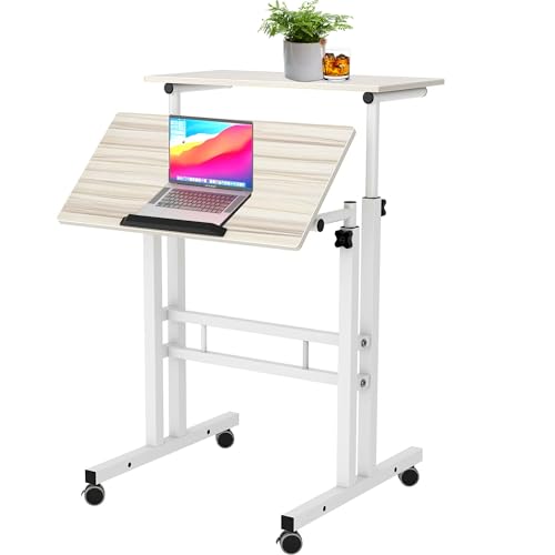 sogesfurniture Height Adjustable Stand up Desk Computer Stand Desk Home Office Desk with Standing and Seating,Maple BHUS-101-MP