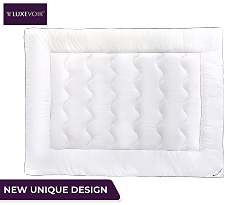 Luxevoir® High Loft Mattress Topper | Super Soft Hotel Quality Brushed Microfiber Top with Hollowfiber Filling | Elasticized Corner Straps fits u