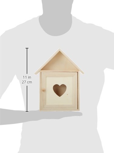 Rayher Wood Key Box with 6 Key Hooks, Wall Mounted Wooden Key Box, Key Cabinet to Decorate, 21x5x26cm, natural wood, 62405000