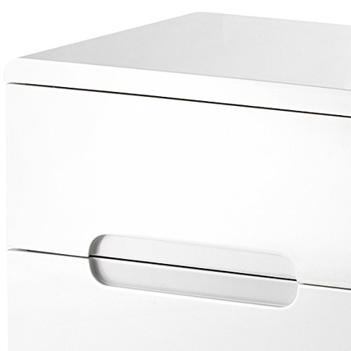 Julian Bowen Manhattan 2 Drawer Bedside, White,Height: 43, Width: 45, Depth: 35cm