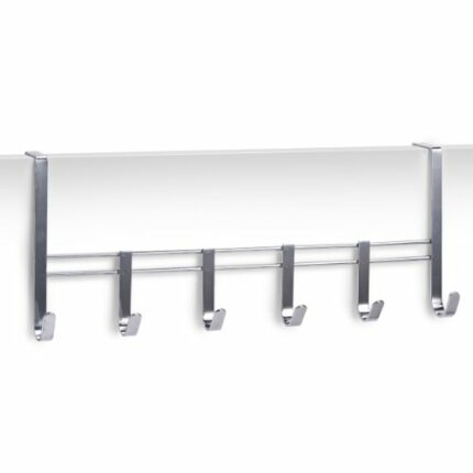 ZELLER PRESENT SCHÖNER LEBEN. PRAKTISCH WOHNEN. Door Hanging Rail, 6 Pieces, Chrome-Plated Metal, Silber, Stainless Steel Look, 1-Pack