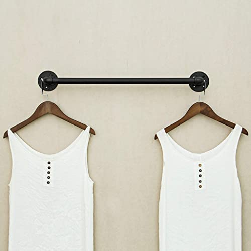BSTKEY Vintage Industrial Pipe Towel Holder - Wall Mounted Retro Metal Towel Rack Bar Hanging Bathrobe Holder Hanger, Bathroom Accessories, Black