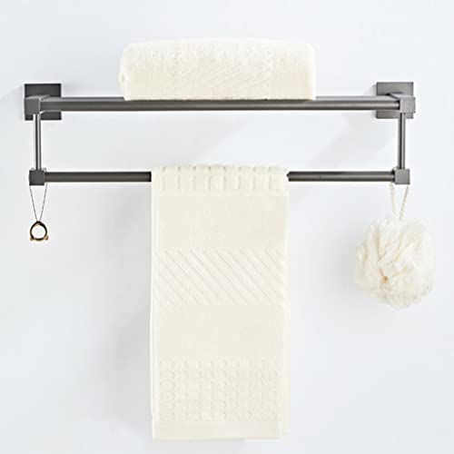 HIGOH Towel Racks,Bathroom Towel Rack Wall Mounted Towel Holder,Bathroom Wall Mounted Length Space Aluminum Bath Towel Rack,Square Towel Holder