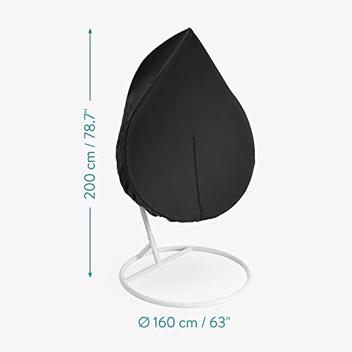 Navaris Hanging Chair Cover - 200x160cm Swing Chair Cover - Waterproof Egg Chair Cover with Zip - Outdoor Outside Garden Patio Cocoon Seat Cover