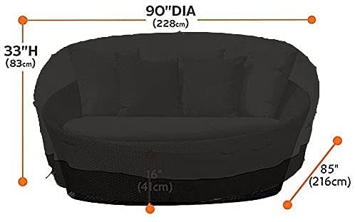 Outdoor Daybed Cover 420D Waterproof Patio Round Daybed Cover Garden Rattan Furniture Cover Breathable Oxford Fabric Outdoor Daybed Sofa Protecti