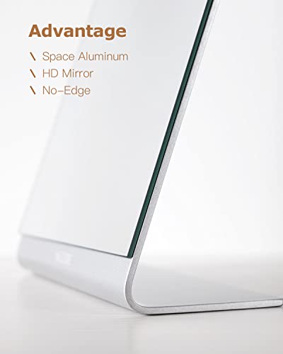 NEZZOE Modern Makeup Mirror, 12" Length Aluminum Desk Mirror, Vanity Mirror for Counter, Bedroom, Bathroom, Dorm