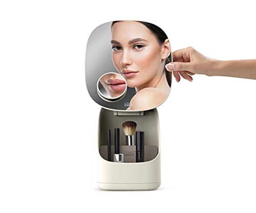 Joseph Joseph Viva Pedestal Mirror and Makeup Organiser with removal divider - Shell