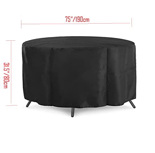 AMSAMOTION Garden Table Cover, Waterproof, Windproof, Anti-UV, Heavy Duty Rip Proof 210D Oxford Fabric Patio Set Cover, Garden Furniture Cover, R