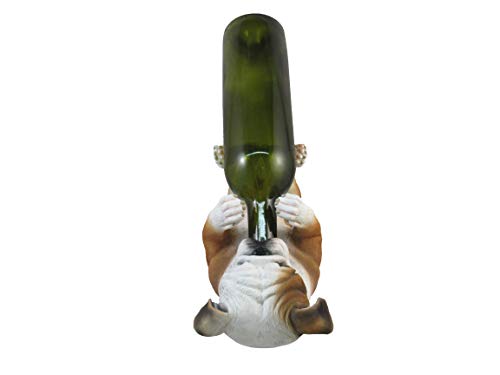 DWK-HD49057 - Adorable 11 Inch Bulldog Wine Bottle Holder Figure - Home Decor Dog Sculpture Decoration - Decorative Kitchen Animal Statue - Drink